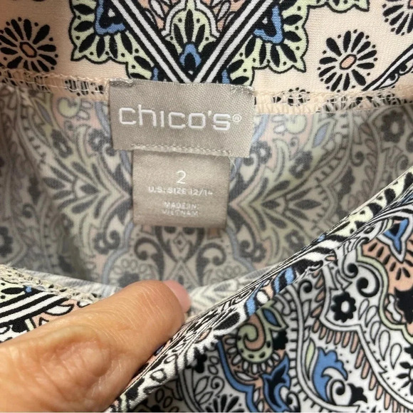 Chico’s Blue and Neural Printed Column Maxi Shirt - Picture 9 of 9